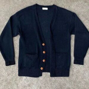 Early 90s Vintage Banana Republic Navy Blue Cotton Cardigan Sweater Large Mens